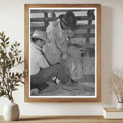 Mexican Boys Branding Calf at Walking X Ranch 1939