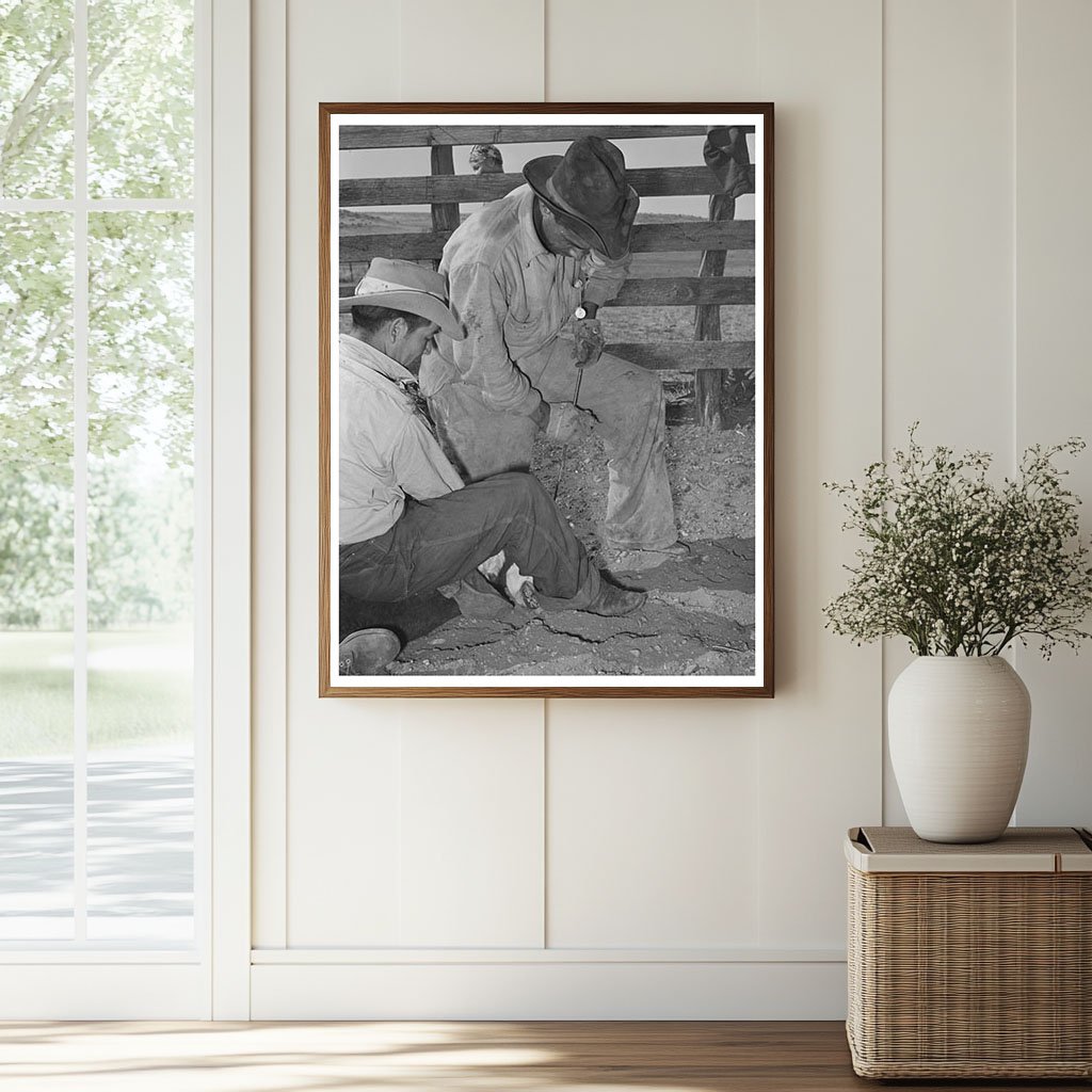 Mexican Boys Branding Calf at Walking X Ranch 1939