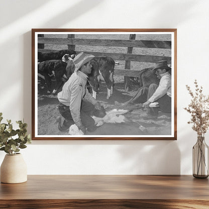 Mexican Cowboys Branding Calf at Walking X Ranch 1939