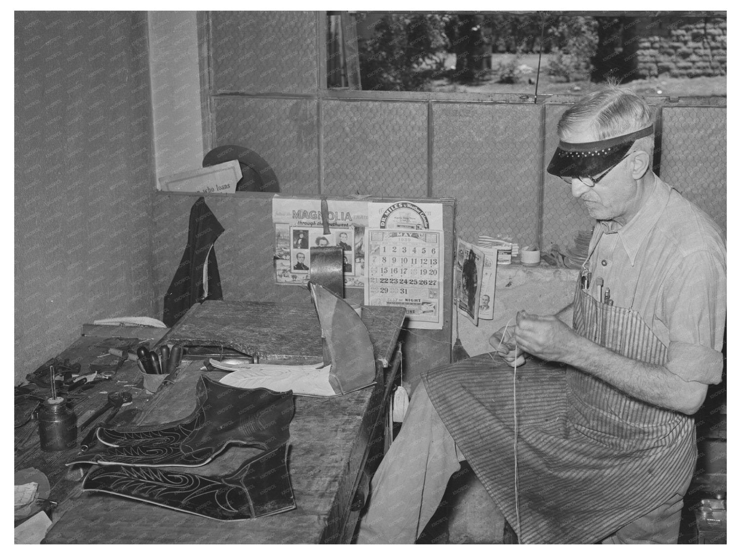 1939 Vintage Bootmaking Worker in Alpine Texas