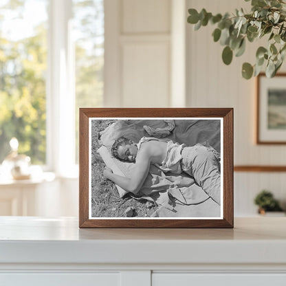Young Boy Resting After Cattle Roundup May 1939