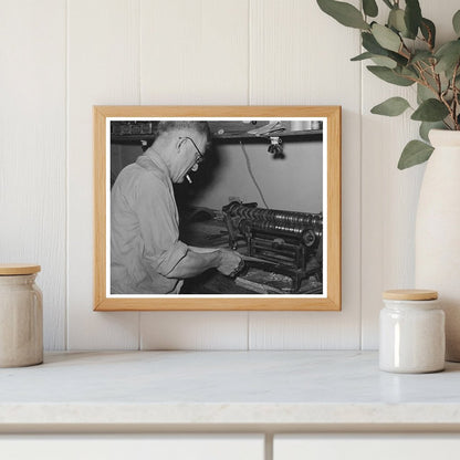 Skiving Leather in Alpine Texas May 1939