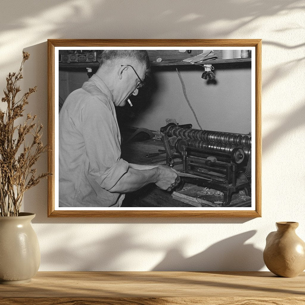 Skiving Leather in Alpine Texas May 1939