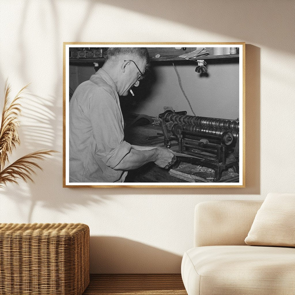 Skiving Leather in Alpine Texas May 1939