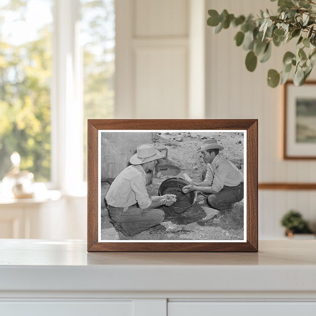 Mexican Cowboys Wash Up After Cattle Roundup 1939