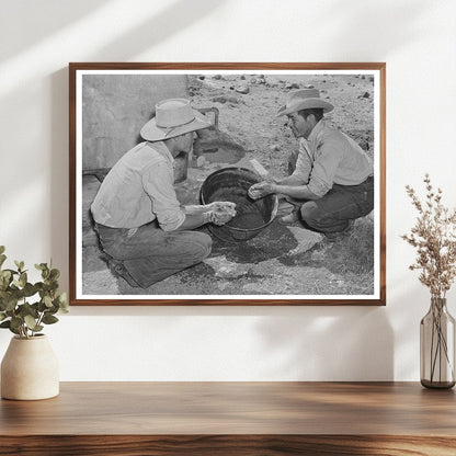 Mexican Cowboys Wash Up After Cattle Roundup 1939