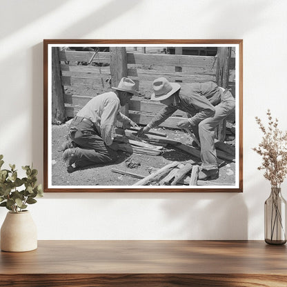 Mexican Cowboys Heating Branding Irons in Marfa Texas 1939