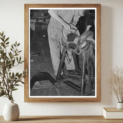 Saddle Maker Tamping Leather in Alpine Texas May 1939