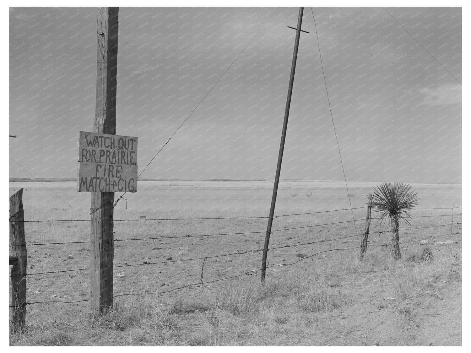 Vintage 1939 Fire Safety Sign in Marfa Texas Prairie