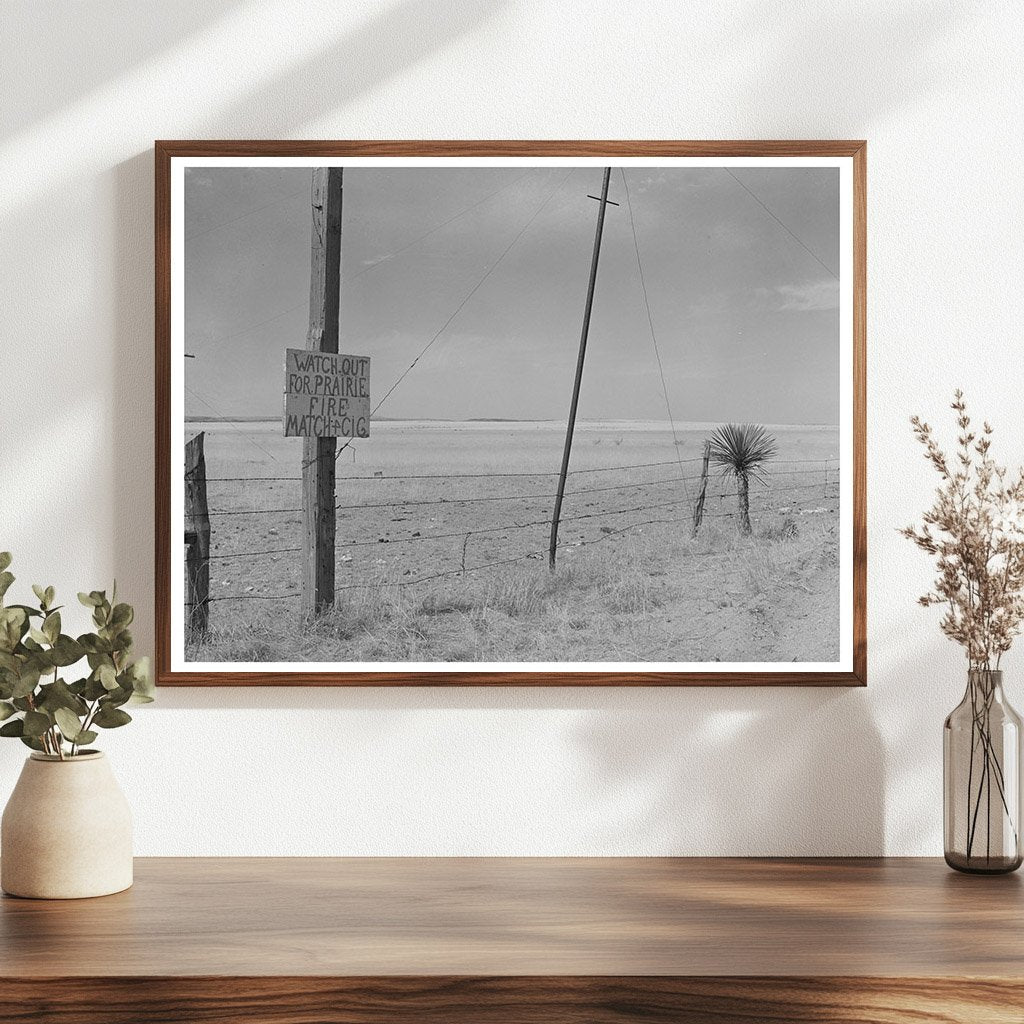 Vintage 1939 Fire Safety Sign in Marfa Texas Prairie