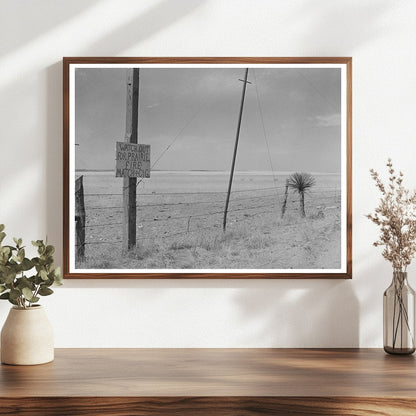 Vintage 1939 Fire Safety Sign in Marfa Texas Prairie