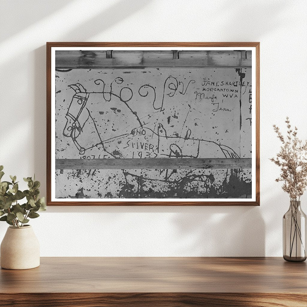 Vintage Drawing of Old Ranch House Marfa Texas 1939