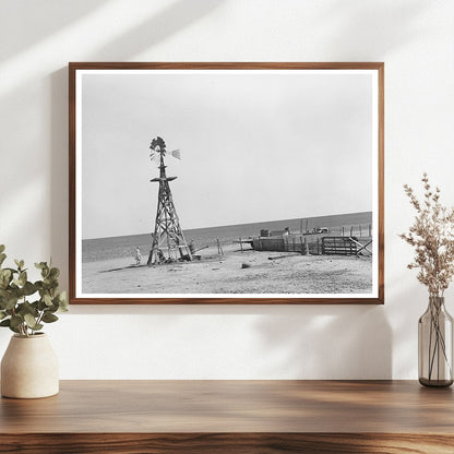 Vintage 1939 Windmill and Water Trough in Ralls Texas