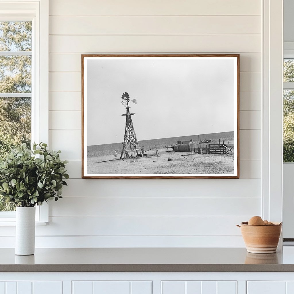 Vintage 1939 Windmill and Water Trough in Ralls Texas