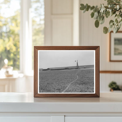 Vintage 1939 Texas Farm Windmill and Hog Pen Image