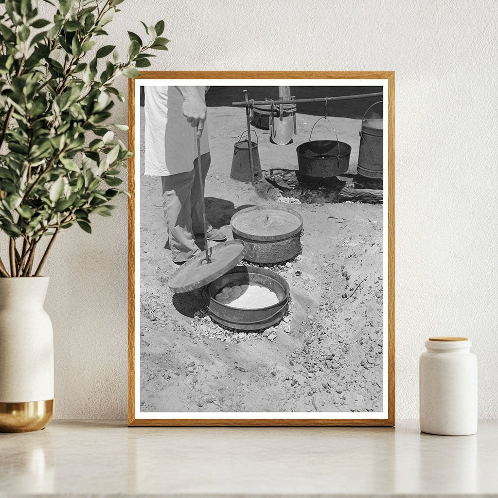 Cook Preparing Bread in Dutch Oven at SMS Ranch 1939