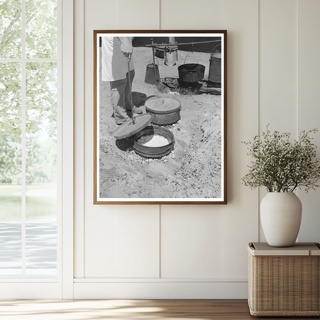 Cook Preparing Bread in Dutch Oven at SMS Ranch 1939