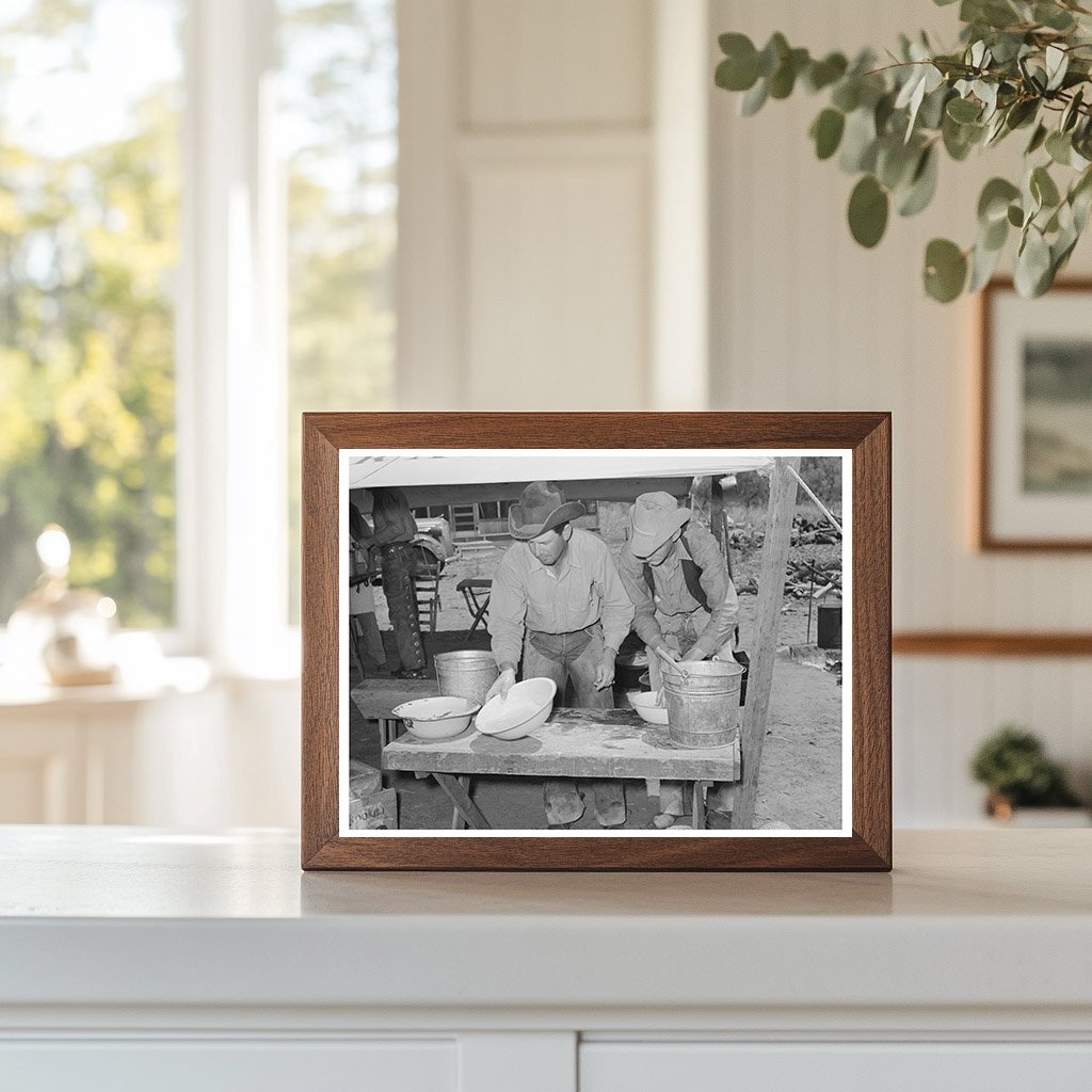 Cowboys Washing Up for Dinner SMS Ranch Texas May 1939