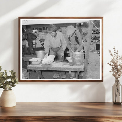 Cowboys Washing Up for Dinner SMS Ranch Texas May 1939