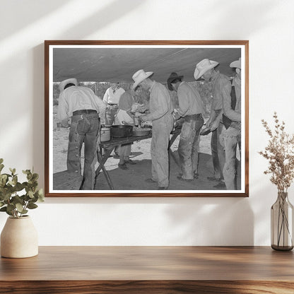 Cowboys Dining at Chuck Wagon SMS Ranch Spur Texas 1939