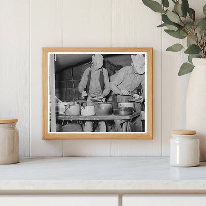 Cowboys Dining at Chuck Wagon SMS Ranch Texas 1939