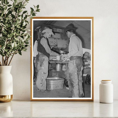 Cowboys Dining at SMS Ranch Chuck Wagon May 1939