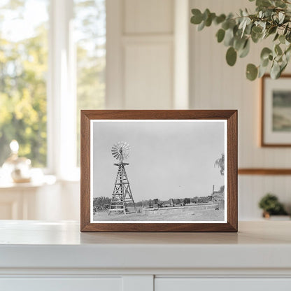 Windmill and Watering Trough at SMS Ranch Texas 1939