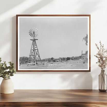Windmill and Watering Trough at SMS Ranch Texas 1939