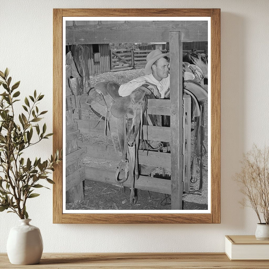 Cowboy in Saddle Room SMS Ranch Spur Texas 1939