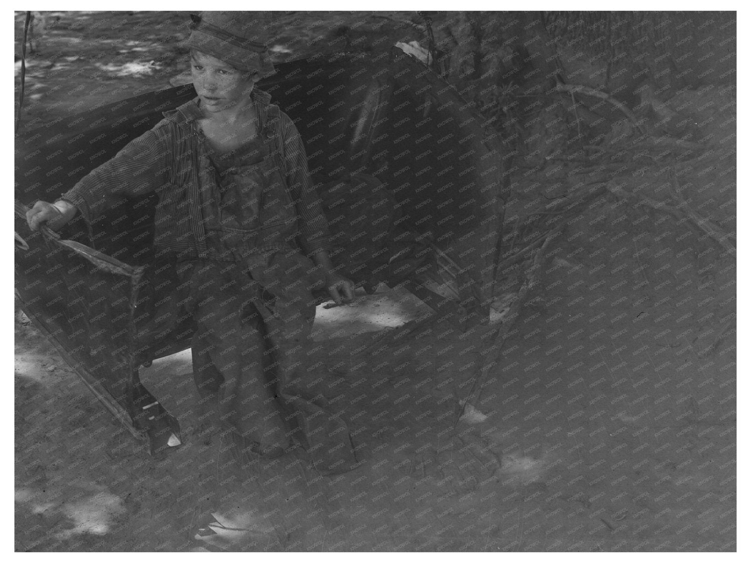 Young Boy Swinging in Webbers Falls Oklahoma 1939