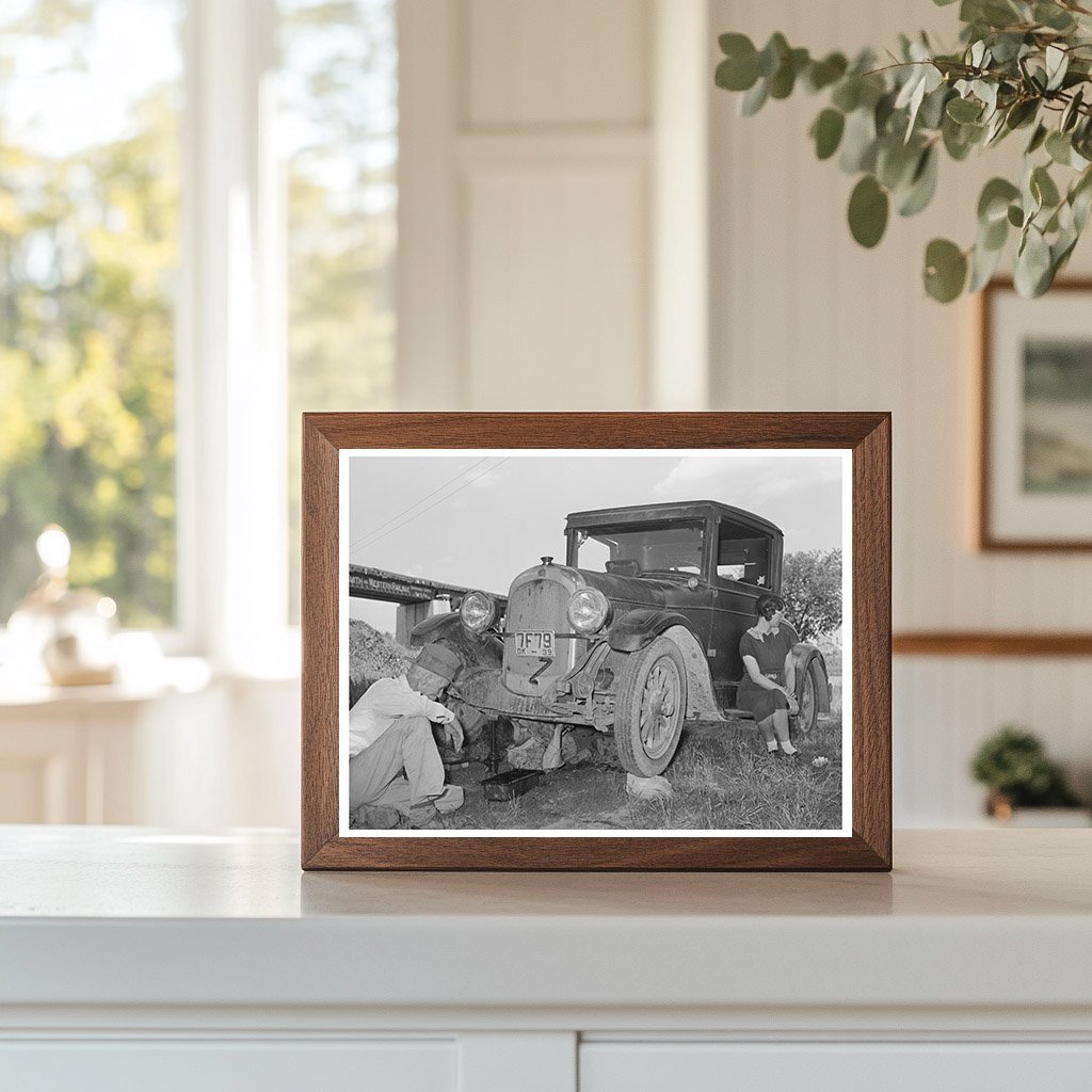 Migrant Steeple-Jack Family Working on Car 1939