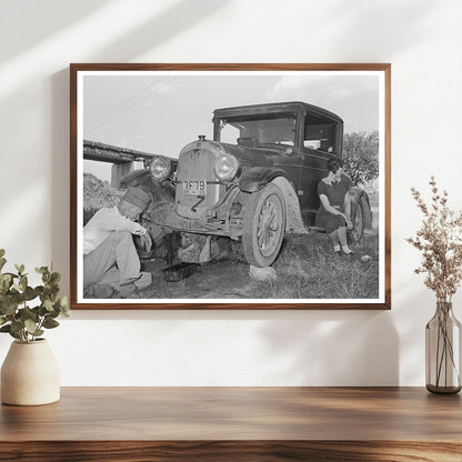 Migrant Steeple-Jack Family Working on Car 1939