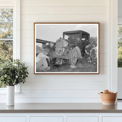 Migrant Steeple-Jack Family Working on Car 1939