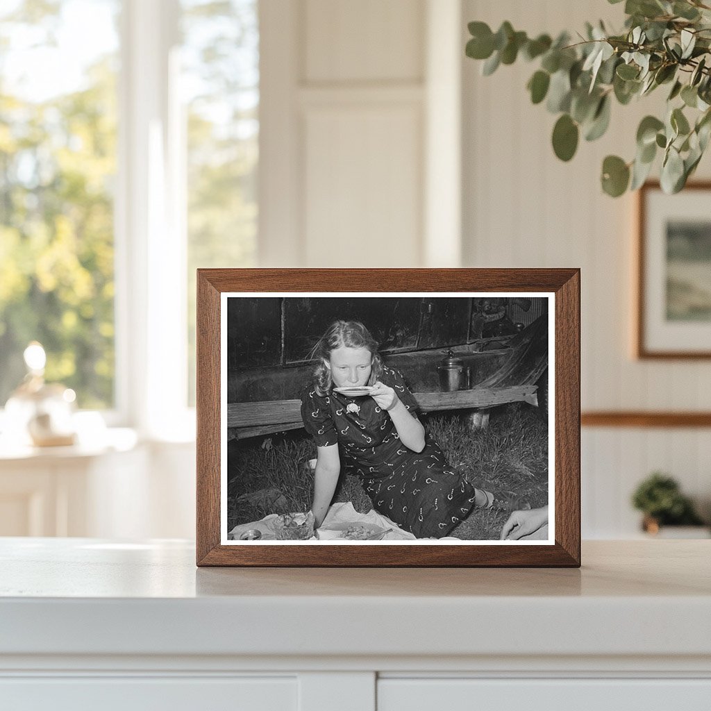 Migrant Woman Drinking Coffee Near Prague Oklahoma 1939