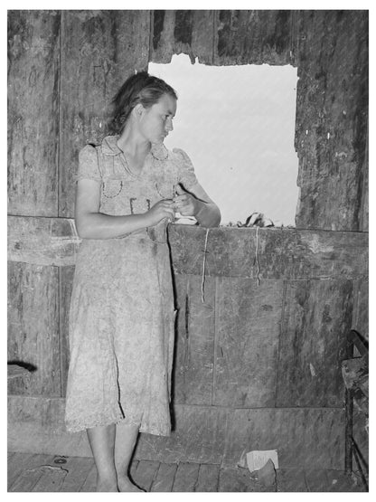 Young Girl in Window of Shack Oklahoma 1939