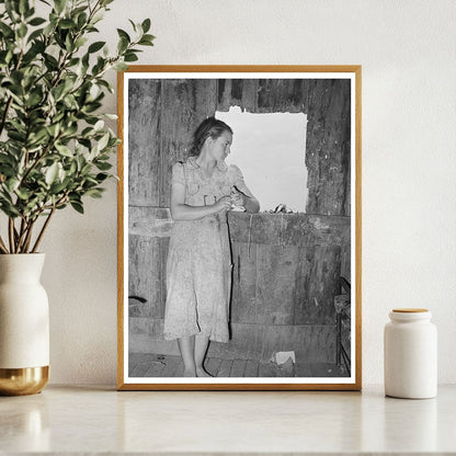 Young Girl in Window of Shack Oklahoma 1939