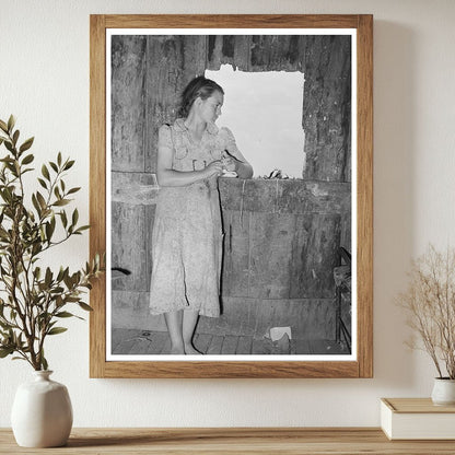 Young Girl in Window of Shack Oklahoma 1939