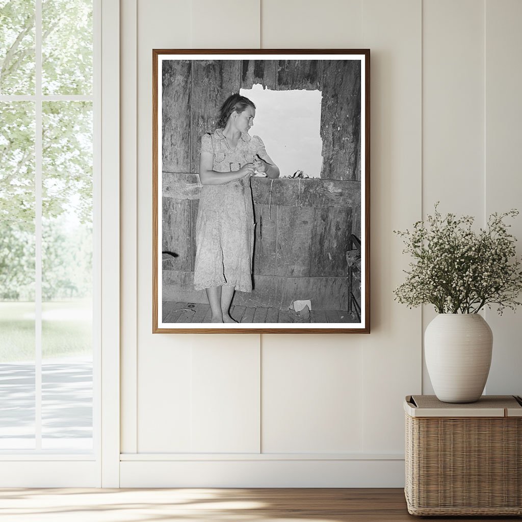 Young Girl in Window of Shack Oklahoma 1939