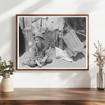 Young Boy by Tent Home in Webbers Falls Oklahoma 1939