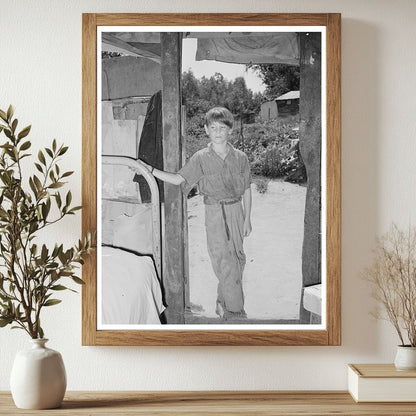 Young Boy in Doorway of Camp Home Oklahoma June 1939