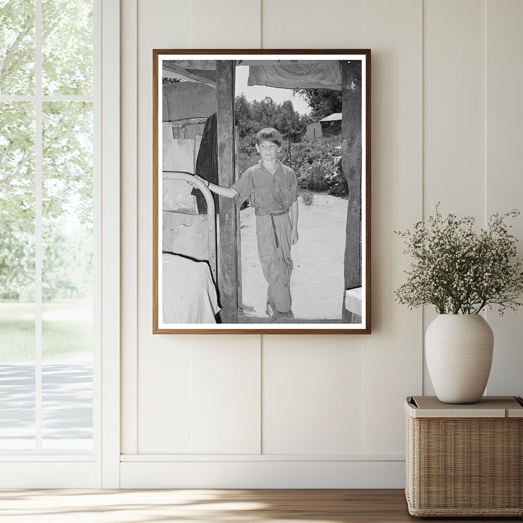 Young Boy in Doorway of Camp Home Oklahoma June 1939