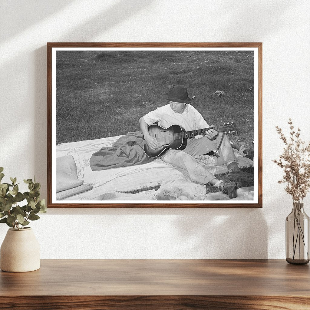 Migrant Boy Playing Guitar Oklahoma June 1939