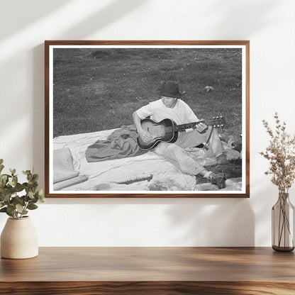 Migrant Boy Playing Guitar Oklahoma June 1939