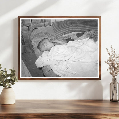 Vintage 1939 Photo of Boy Sleeping in Oklahoma House