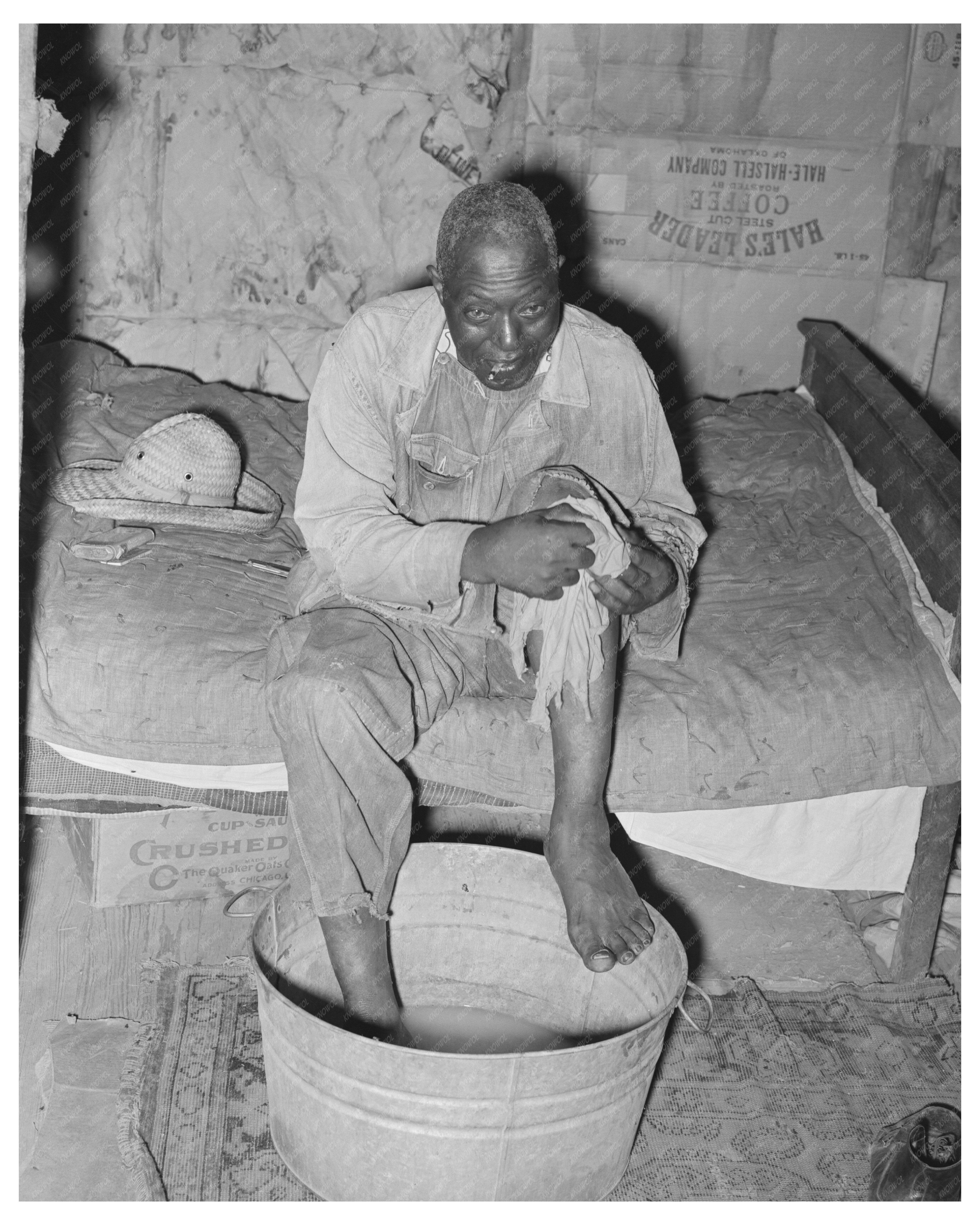 Agricultural Laborer Washing Feet Vian Oklahoma 1939