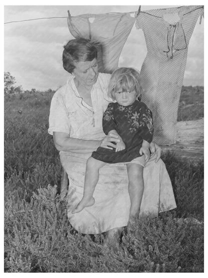 Vintage 1939 Woman with Day Laborers in Oklahoma