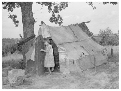 Young Girl at Tent Entrance Poteau Creek Oklahoma 1939