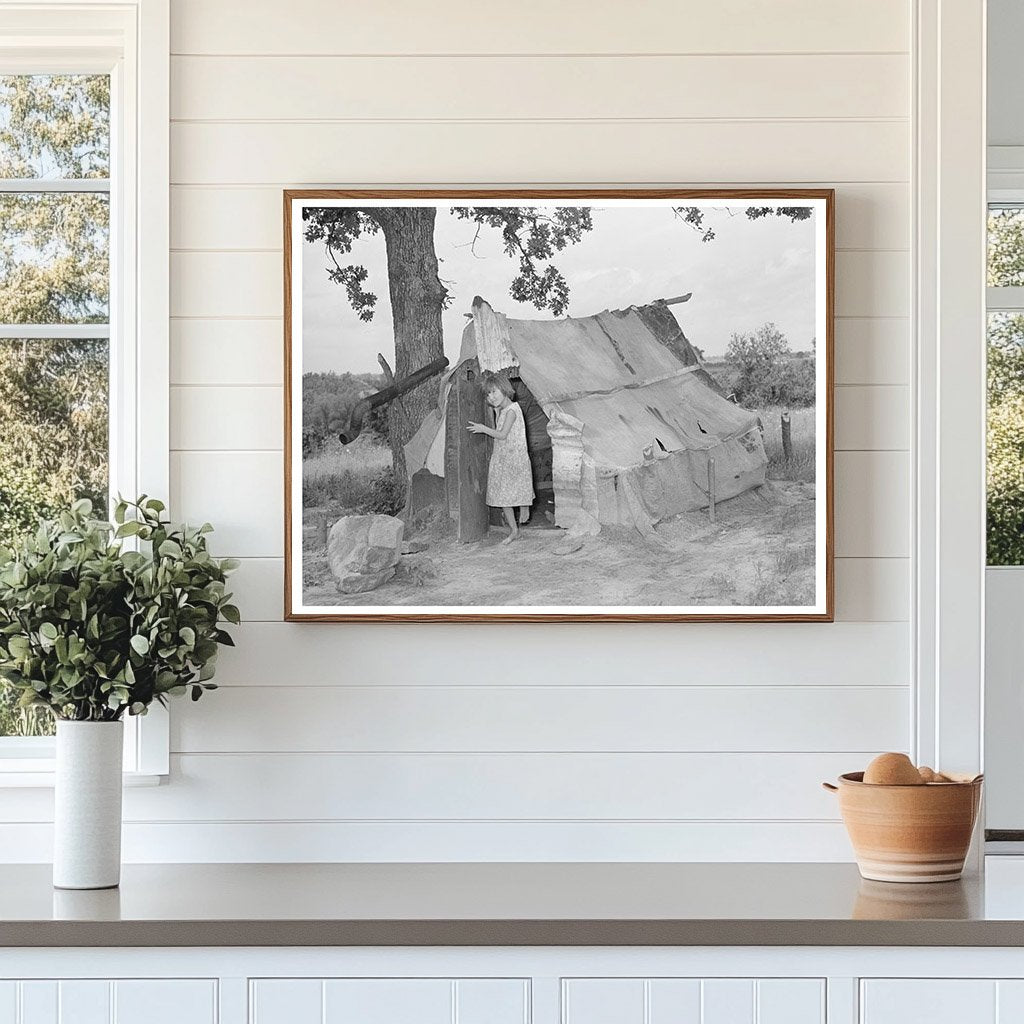 Young Girl at Tent Entrance Poteau Creek Oklahoma 1939