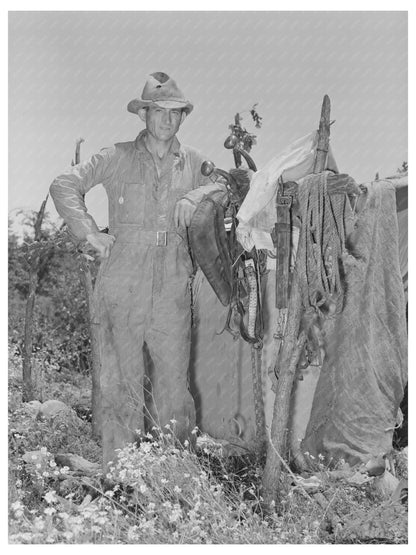 Migrant Laborer in Tent Vian Oklahoma June 1939