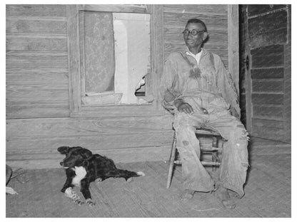 Vintage 1939 Image of African American Farmer and Dog